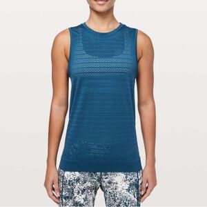 Lululemon Breeze by Muscle Tank 2 II Carbon Blue Teal Sleeveless Mesh Top